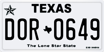 TX license plate DOR0649
