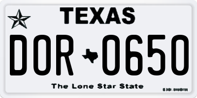 TX license plate DOR0650