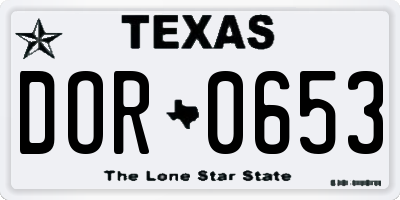 TX license plate DOR0653