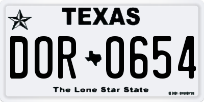 TX license plate DOR0654