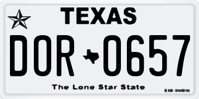 TX license plate DOR0657