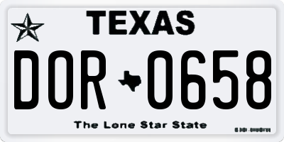 TX license plate DOR0658
