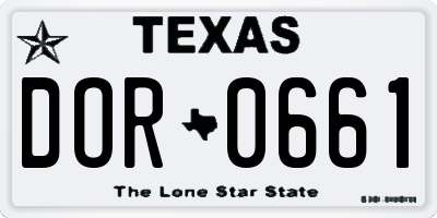 TX license plate DOR0661