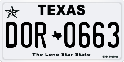 TX license plate DOR0663