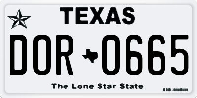 TX license plate DOR0665