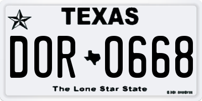 TX license plate DOR0668