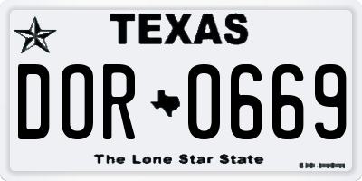 TX license plate DOR0669
