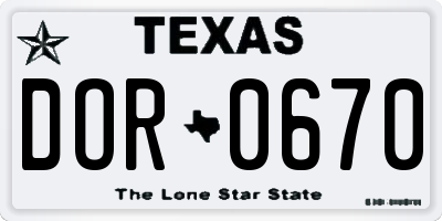 TX license plate DOR0670