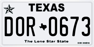 TX license plate DOR0673