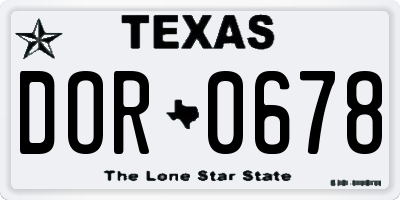 TX license plate DOR0678