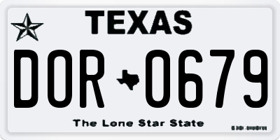 TX license plate DOR0679