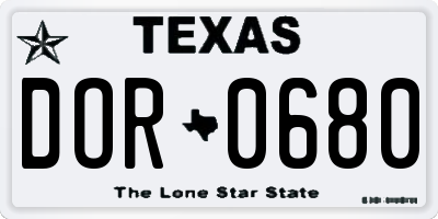 TX license plate DOR0680