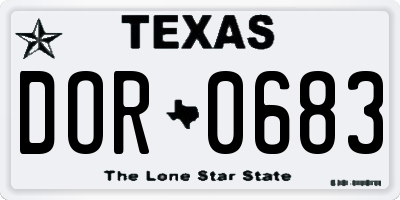 TX license plate DOR0683