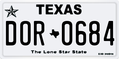 TX license plate DOR0684