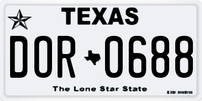 TX license plate DOR0688