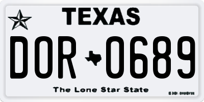 TX license plate DOR0689