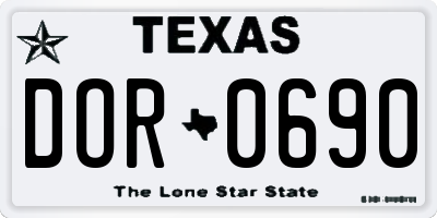 TX license plate DOR0690