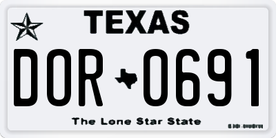 TX license plate DOR0691