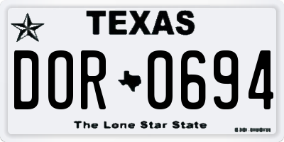 TX license plate DOR0694