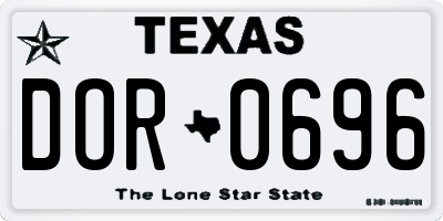 TX license plate DOR0696