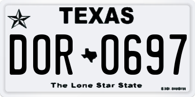 TX license plate DOR0697