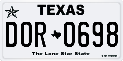 TX license plate DOR0698