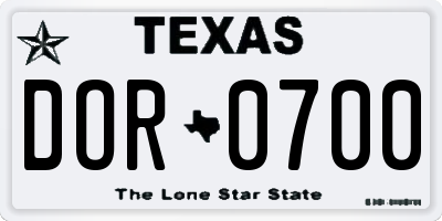 TX license plate DOR0700