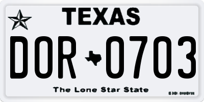 TX license plate DOR0703