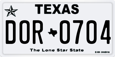 TX license plate DOR0704