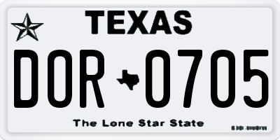 TX license plate DOR0705