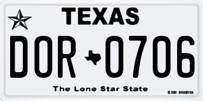 TX license plate DOR0706