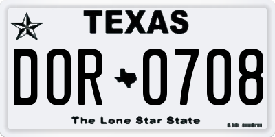 TX license plate DOR0708