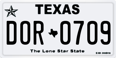 TX license plate DOR0709