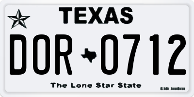 TX license plate DOR0712