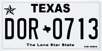 TX license plate DOR0713