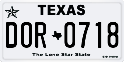 TX license plate DOR0718