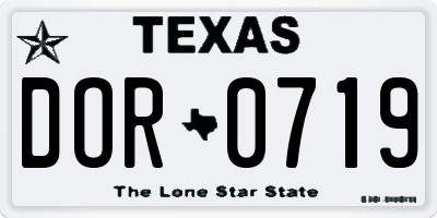 TX license plate DOR0719