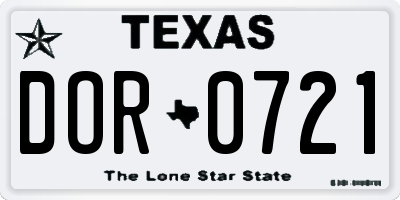 TX license plate DOR0721