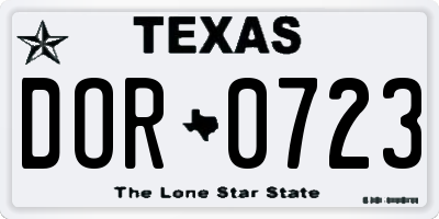 TX license plate DOR0723