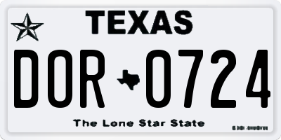 TX license plate DOR0724