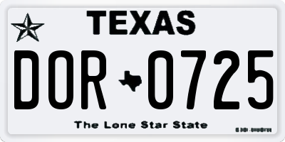TX license plate DOR0725