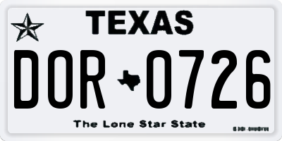 TX license plate DOR0726