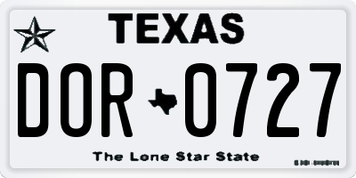 TX license plate DOR0727