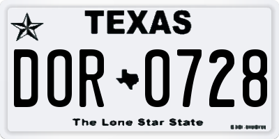 TX license plate DOR0728