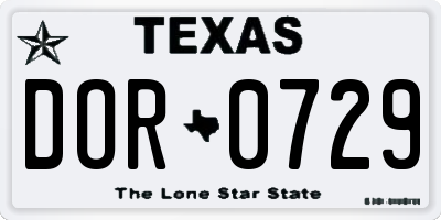 TX license plate DOR0729