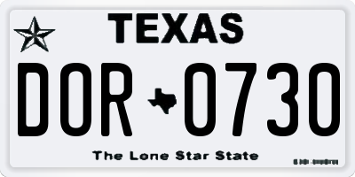 TX license plate DOR0730