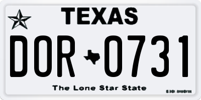 TX license plate DOR0731