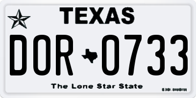 TX license plate DOR0733
