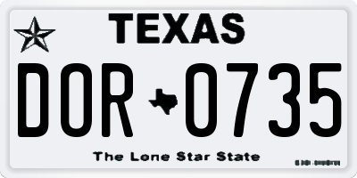 TX license plate DOR0735