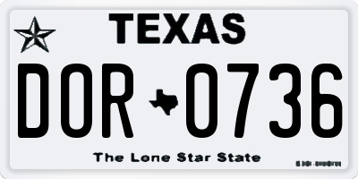 TX license plate DOR0736